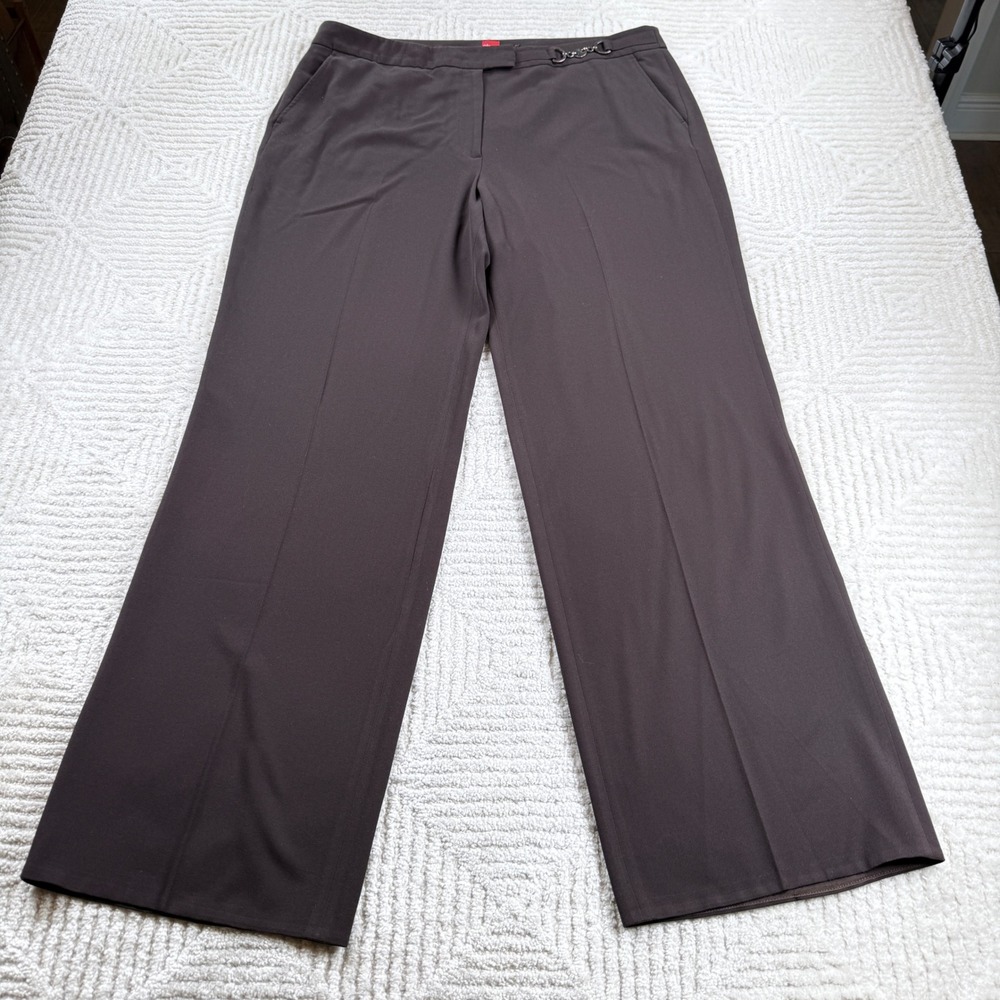 Olsen Europe Anna Wide Leg Pants Womens 14 Brown Dress Trousers Work Vintage Y2K